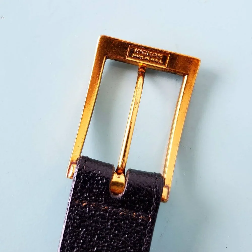 Hikock Vintage 40s 50s Black American Camel Leather Belt Mens Size 32 1"wide - Picture 3 of 6